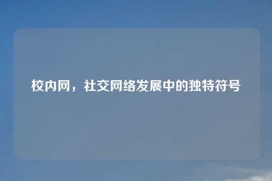 校内网，社交网络发展中的独特符号