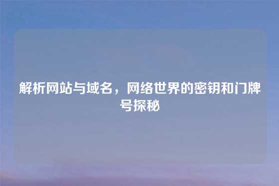 解析网站与域名，网络世界的密钥和门牌号探秘