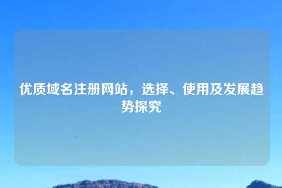 优质域名注册网站，选择、使用及发展趋势探究
