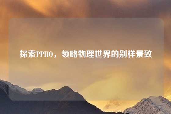 探索PPHO，领略物理世界的别样景致
