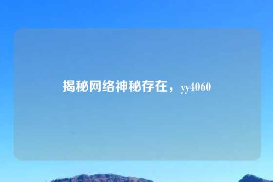 揭秘网络神秘存在，yy4060