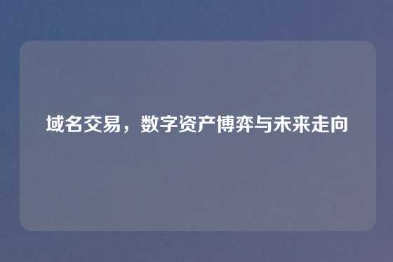 域名交易，数字资产博弈与未来走向