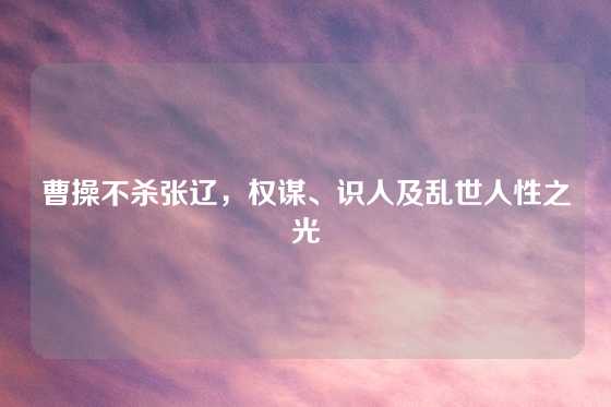 曹操不杀张辽，权谋、识人及乱世人性之光