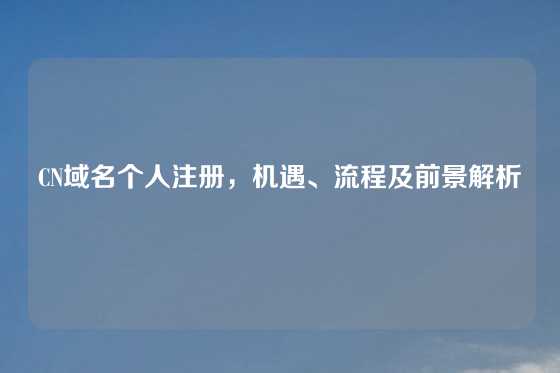 CN域名个人注册，机遇、流程及前景解析