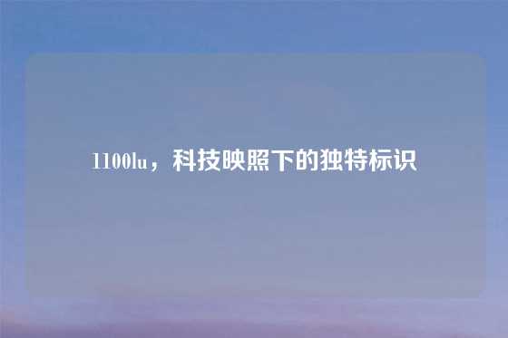 1100lu，科技映照下的独特标识