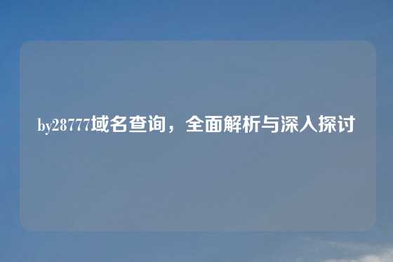 by28777域名查询,全面解析与深入探讨
