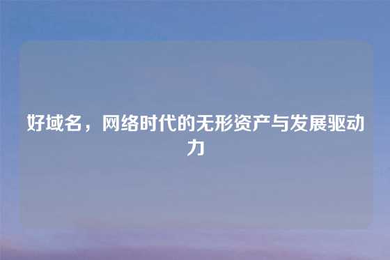 好域名，网络时代的无形资产与发展驱动力