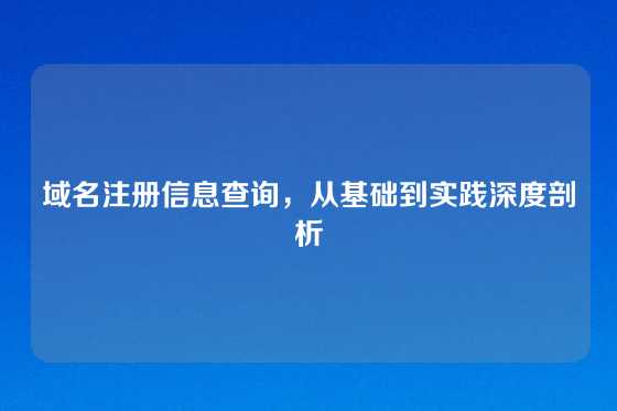 域名注册信息查询，从基础到实践深度剖析