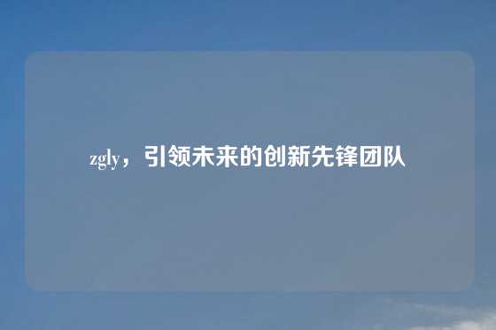 zgly，引领未来的创新先锋团队