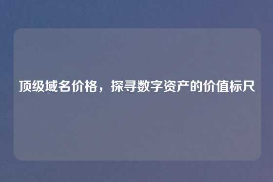 顶级域名价格，探寻数字资产的价值标尺