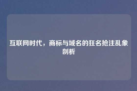 互联网时代，商标与域名的狂名抢注乱象剖析