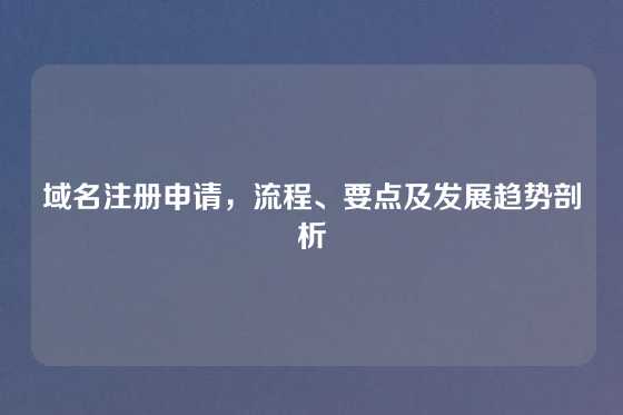 域名注册申请，流程、要点及发展趋势剖析