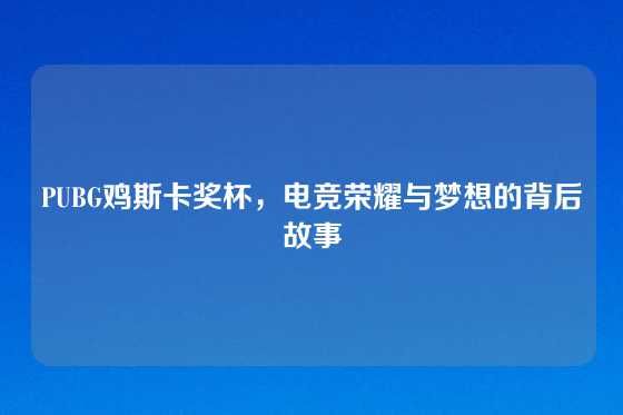 PUBG鸡斯卡奖杯，电竞荣耀与梦想的背后故事