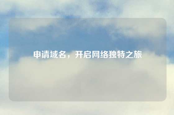 申请域名，开启网络独特之旅