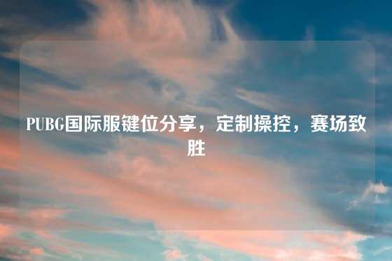 PUBG国际服键位分享,定制操控,赛场致胜