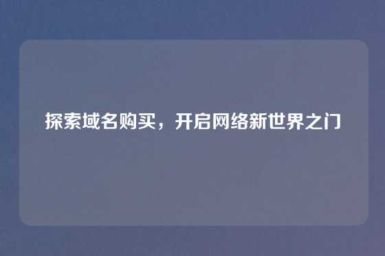探索域名购买，开启网络新世界之门