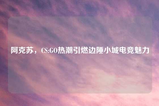 阿克苏，CS:GO热潮引燃边陲小城电竞魅力