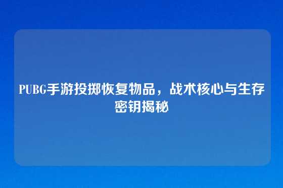 PUBG手游投掷恢复物品,战术核心与生存密钥揭秘