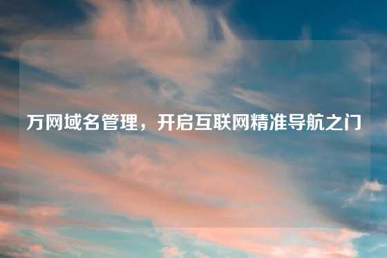 万网域名管理,开启互联网精准导航之门