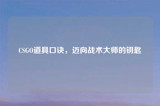 CSGO道具口诀,迈向战术大师的钥匙