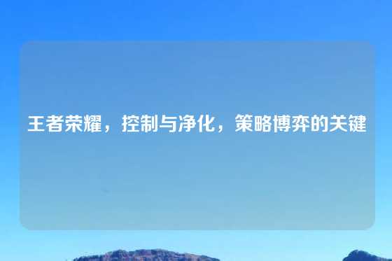 王者荣耀，控制与净化，策略博弈的关键