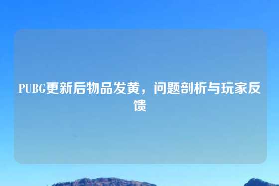 PUBG更新后物品发黄，问题剖析与玩家反馈
