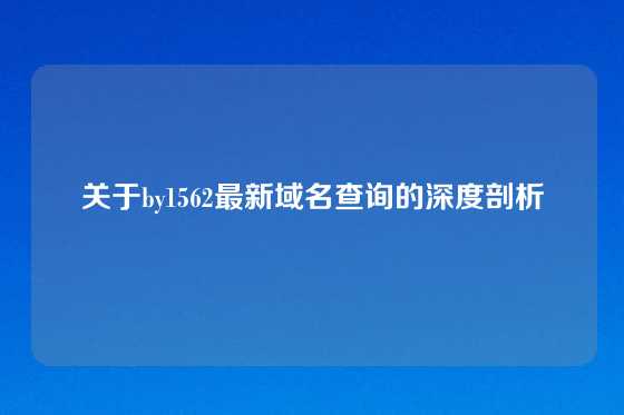 关于by1562最新域名查询的深度剖析