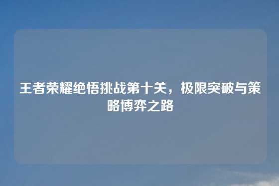 王者荣耀绝悟挑战第十关，极限突破与策略博弈之路