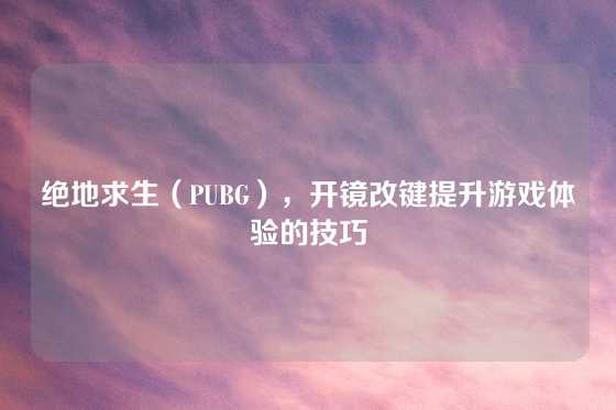 绝地求生（PUBG），开镜改键提升游戏体验的技巧