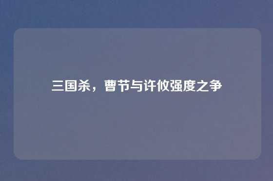 三国杀，曹节与许攸强度之争