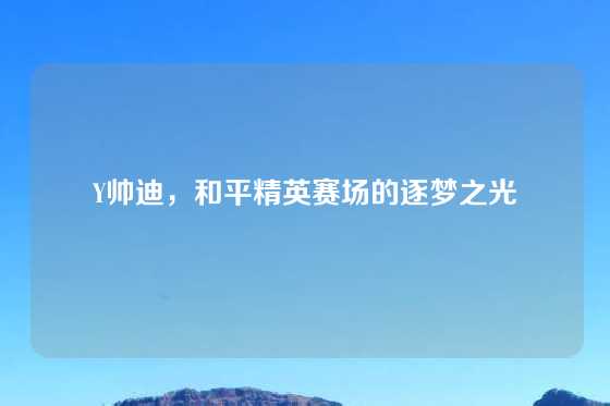 Y帅迪，和平精英赛场的逐梦之光