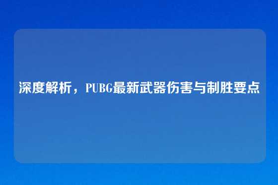 深度解析，PUBG最新武器伤害与制胜要点