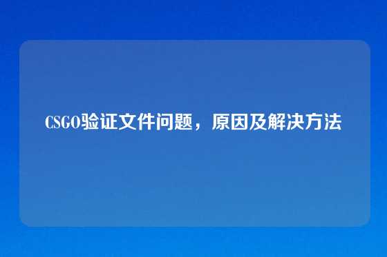 CSGO验证文件问题，原因及解决方法