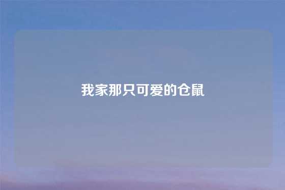 我家那只可爱的仓鼠