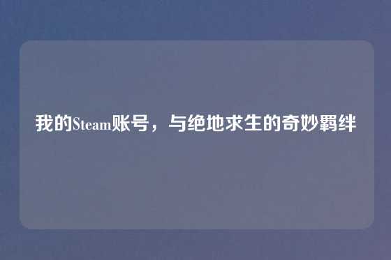 我的Steam账号，与绝地求生的奇妙羁绊