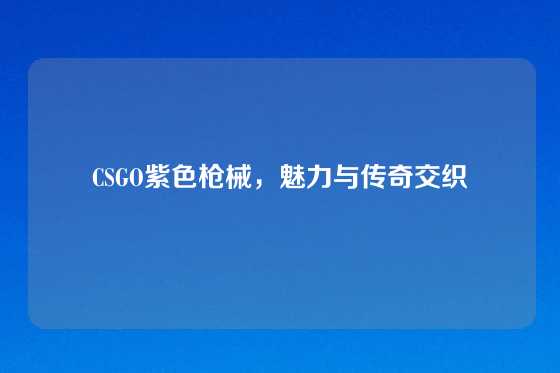 CSGO紫色枪械，魅力与传奇交织