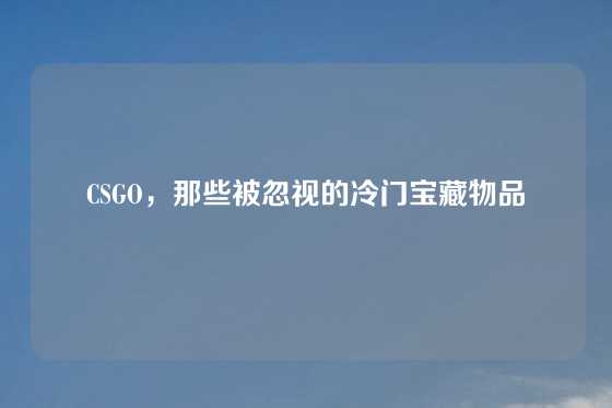 CSGO，那些被忽视的冷门宝藏物品