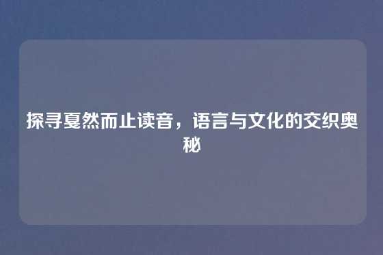 探寻戛然而止读音，语言与文化的交织奥秘