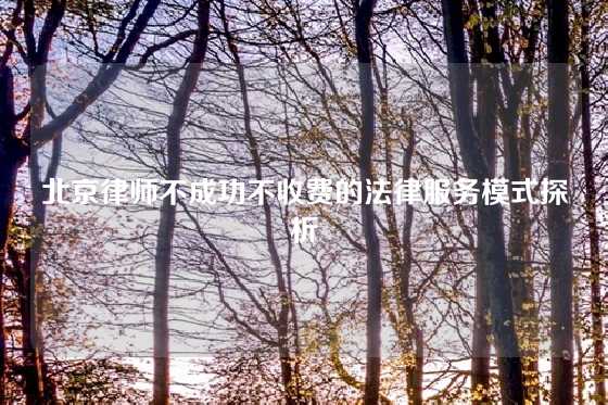 北京律师不成功不收费的法律服务模式探析