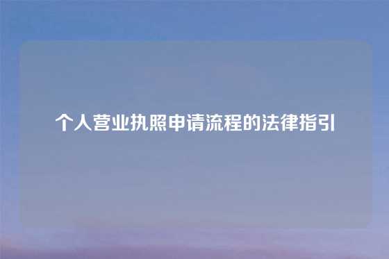 个人营业执照申请流程的法律指引