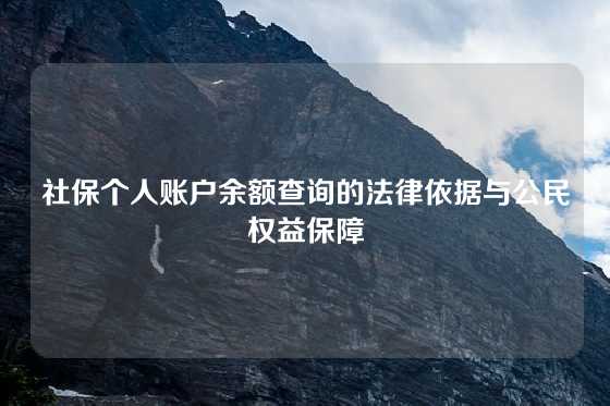 社保个人账户余额查询的法律依据与公民权益保障