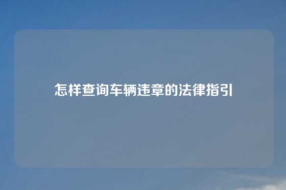 怎样查询车辆违章的法律指引