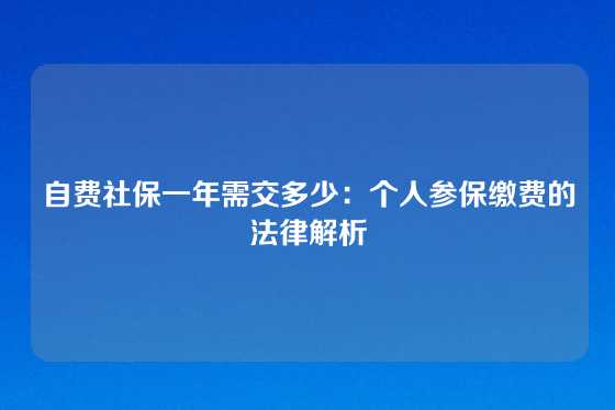 自费社保一年需交多少：个人参保缴费的法律解析