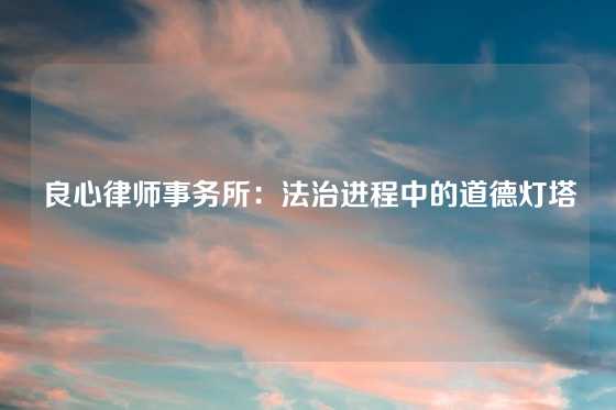 良心律师事务所：法治进程中的道德灯塔