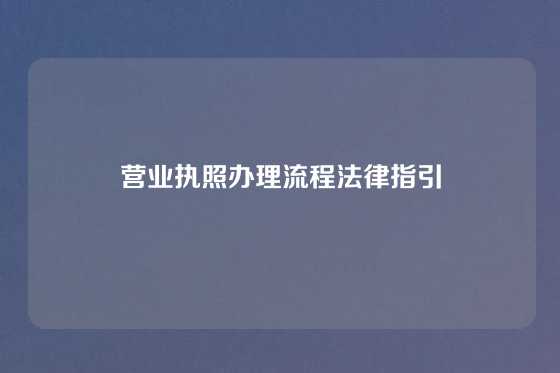 营业执照办理流程法律指引