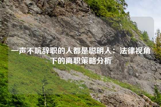 一声不吭辞职的人都是聪明人：法律视角下的离职策略分析