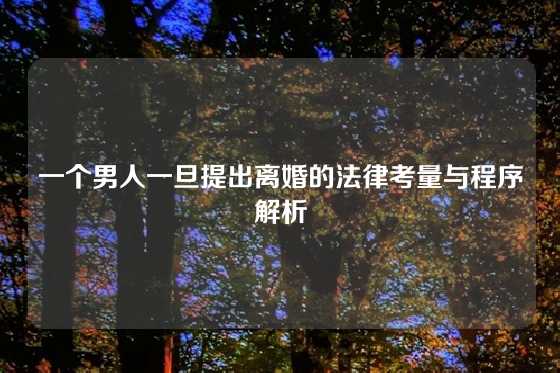一个男人一旦提出离婚的法律考量与程序解析