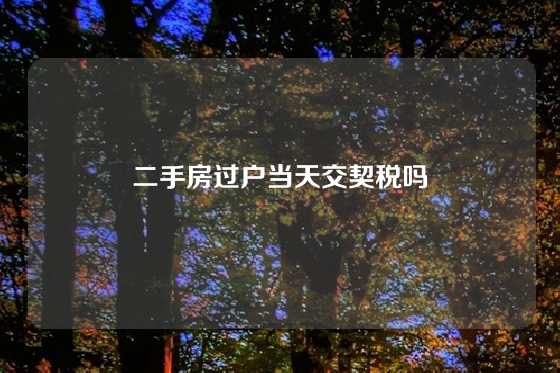 二手房过户当天交契税吗