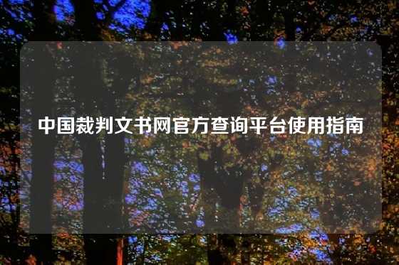 中国裁判文书网官方查询平台使用指南