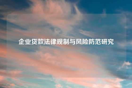 企业贷款法律规制与风险防范研究